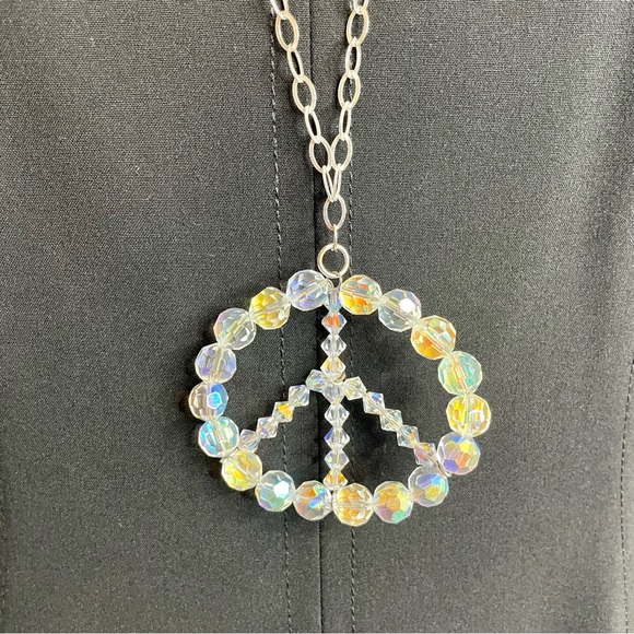 32” Sterling Silver Swarovski Crystal Peace Necklace – Handmade & One-of-a-Kind - Picture 3 of 4